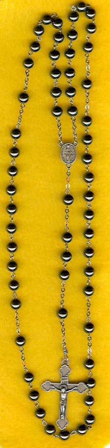 Hemalyke Rosary silver tone 8 mm beads, link to purchase button